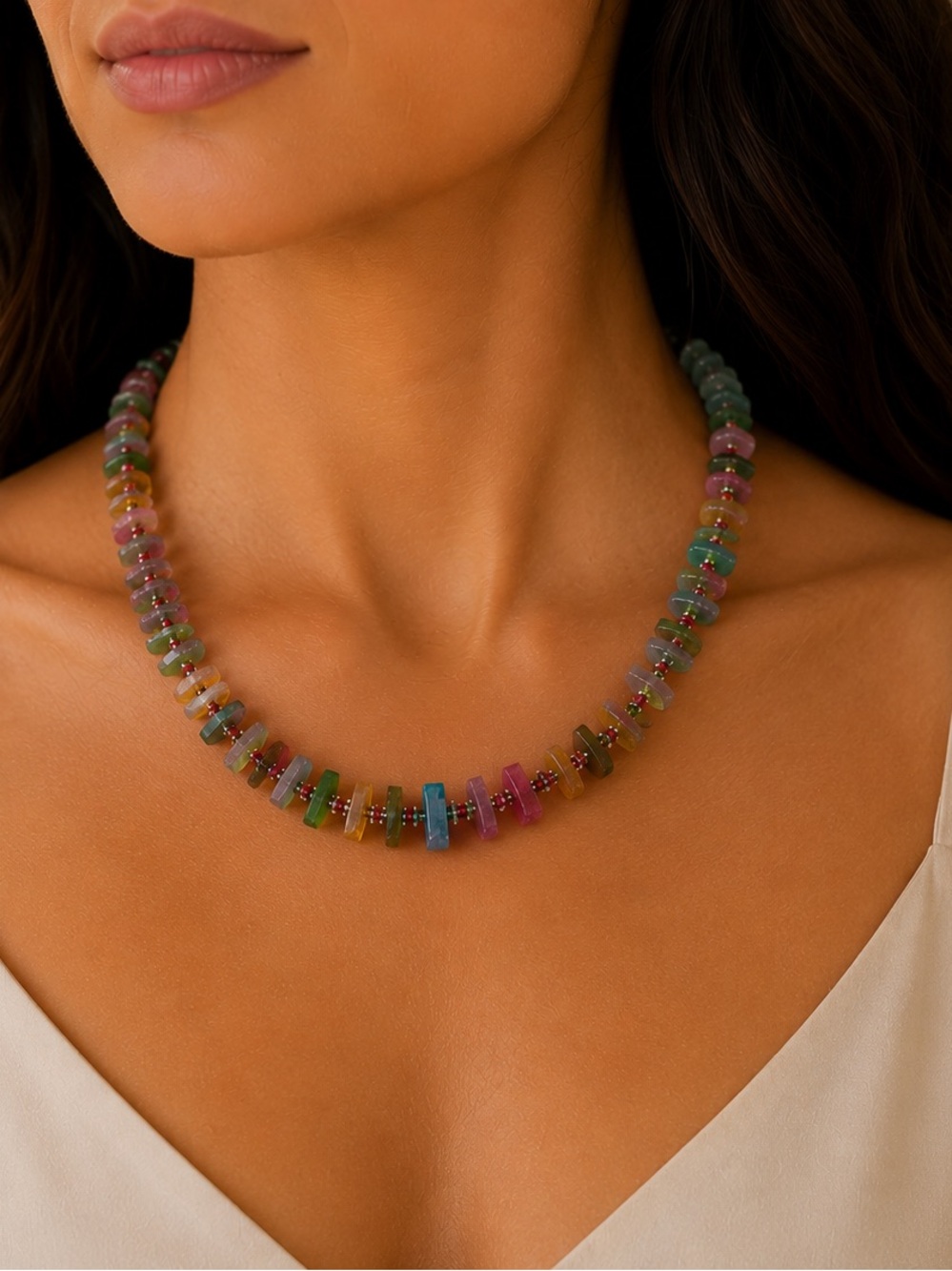 Multicolor Died Quartz MultiColor Necklace - Women Jewelry